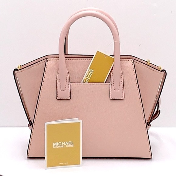Michael Kors Avril Small Leather Top-Zip Satchel Powder Blush color - Picture 3 of 16